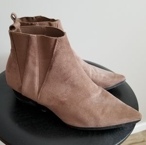 Faux Suede Pointy Toe Western Booties